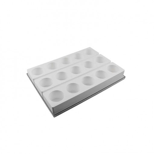 Monoportion Round Ø 6 x H 4,5 cm - комплект от 3 силиконови форми за формиране на 15 продукта