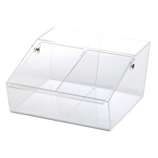 Multipurpose Dispenser with 2 Compartments, Transparent Plexiglas, 26 x 22 x H 12 cm