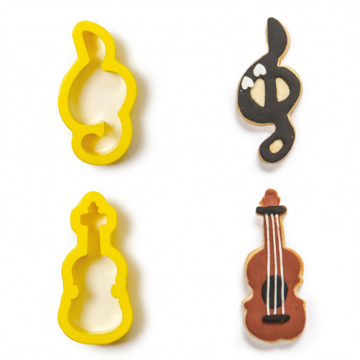 Music, Violin and G Key - Plastic Cutters Ø 9 x H 2.2 cm, Set 2 pieces