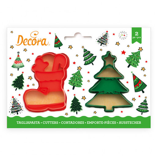 Plastic Christmas Cutters - Christmas tree, R 6 - 8 x H 2.2 cm, 2 pieces