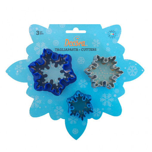 Plastic Cutters Christmas - Snowflakes, Ø 7, 5, 4 x H 2 cm, 3 pieces