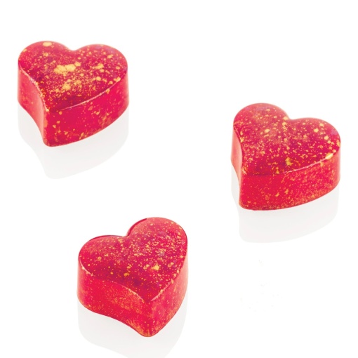 Polycarbonate mould 24 Praline Hearts 3 x 2.7 x H 1.6 cm, 17.5 x 27.5 cm (CH034), 8 gr