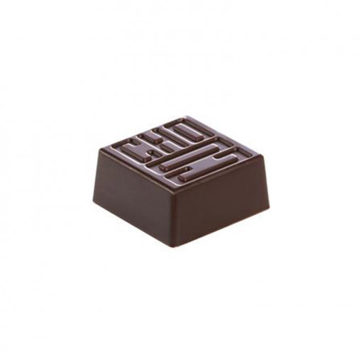 Polycarbonate mould 28 Praline Choco Family, 2.6 x 2.6 x H 1.2 cm, 8.5 gr