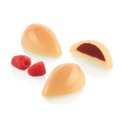 Praliné csokoládé Praliné Quenelle, 4,2 x 2,7 x H 1,7cm - Polikarbonát + szilikon formakészlet, 24 üreg (CH038)