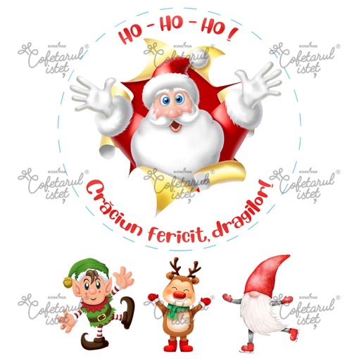 Printed Sugar Paste Christmas Model 1, Ø 20 cm and 3 Decorations, A4 - Confectioner Istet