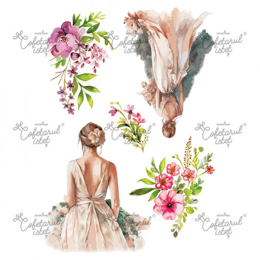Printed Sugar Paste For Her Model 2, 5 Decorations Ø 6 - 15 cm, A4 - Confectioner Istet