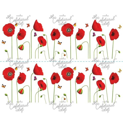 Printed Vase Flowers Model 8 - 2 Side Decorations Cake 10 x 28 cm, A4 - Confectioner Istet