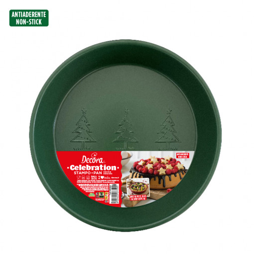 Round Round Tray with Evatised Edges, Ø 24.5 x H 5 cm, Non-stick Metal