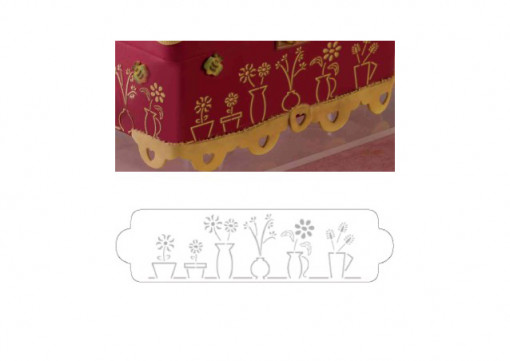 *Sablon oldaldíszes virágváza, 34 x 9 cm, 34 x 9 cm