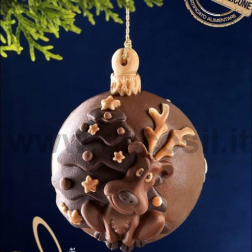Silicon Christmas mould - 3D Globe with Reindeer, Ø 8 cm