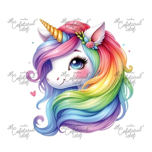 Sugar Paste printed Unicorn Model 13, Ø 20 cm - Confectioner Istet