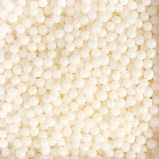 White Sugar Pearls Glitter Ø 5mm, 1 Kg