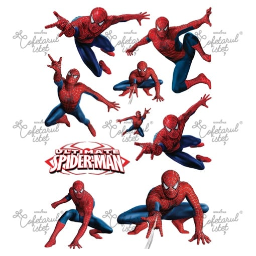 Гофрета с печат SpiderMan Модел 3, 9 декорации Ø 4 - 12 см, A4 - Сладкарски изделия