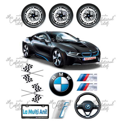 Захарна паста с печат за него Модел 9 BMW, 12 декорации Ø 3,5 - 20 см, A4 - Сладкарски изделия