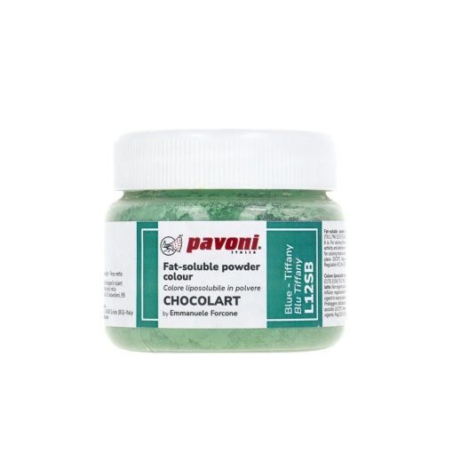 Мастноразтворим хранителен оцветител на прах, CHOCOLART Turquoise без E171, 40 gr - не съдържа азотни съединения