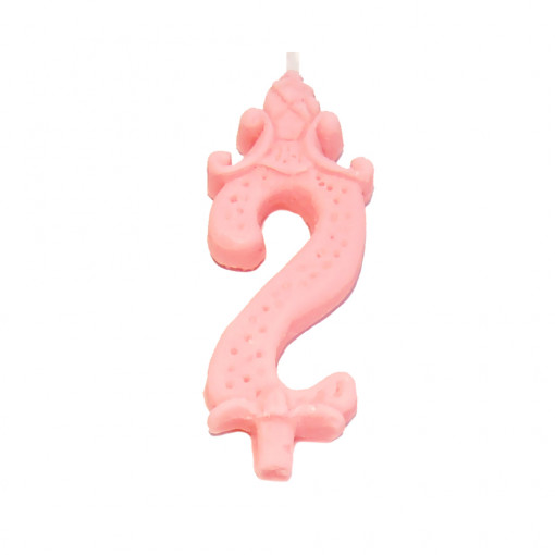 Свещ за торта H 8,5 cm, фигура 2, розова