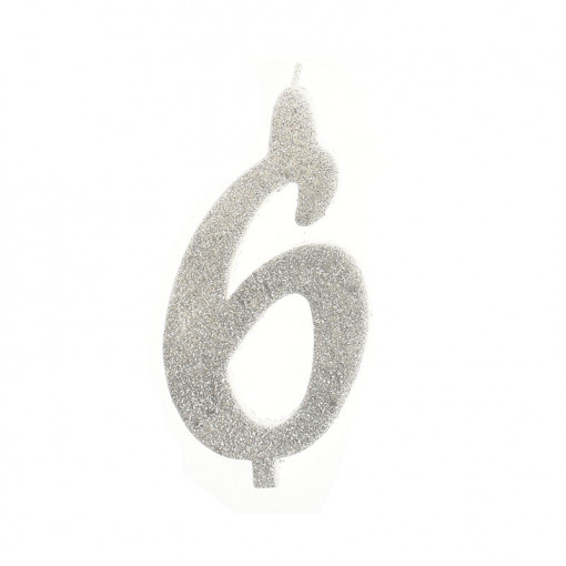 Свещ за торта XL H 12 cm, фигура 6, сребро