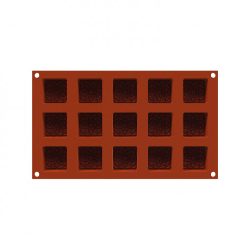 Силиконова форма Square Decor Maur Maur 4 x 4 x H 1,6 cm, 15 кухини, 23 ml (SF379)