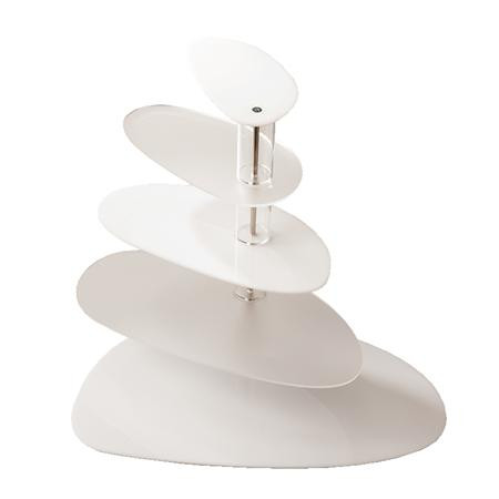 Стойка за бюфет Бюфет модел Zen, 5 рафта, плексиглас, бял/прозрачен, H 50,5 cm