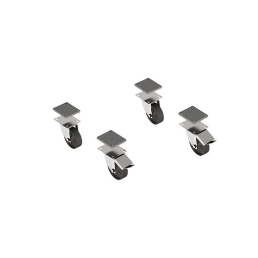4 swivelling castor wheels on galvanised iron plate, height 12,6 cm, model KRPRV
