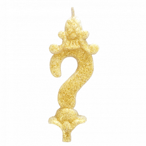 Cake Candle H 8.5 cm, Question Mark, Golden