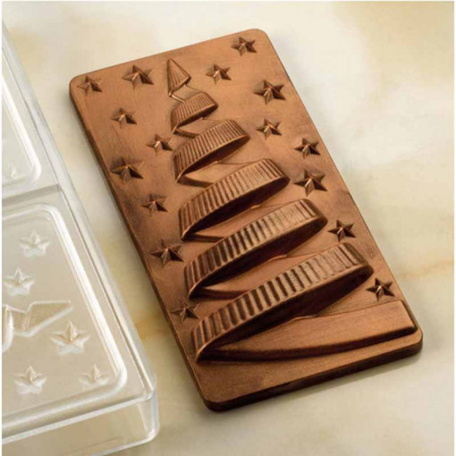 Chocolate bars 15.4 x 7.7 x H 1.5 cm - Polycarbonate mould Christmas tree, 3 cavities