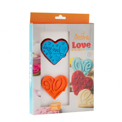 Cutter + Marker Plastic Love 7 x 6.5 x H 2.2 cm, Set 3 pcs