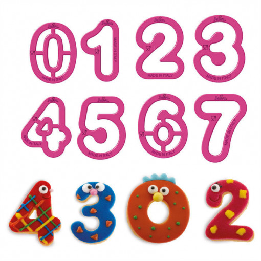 Decupatoare Cifre Ø 5.2 x H 2.2 cm, Material Plastic, Set 9 Buc