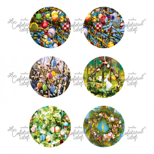 Easter printed wafer Model 4, 6 decorations Ø 8 cm, A4 - Confectioner Istet