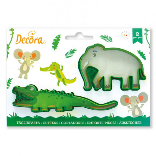 Elephant and Crocodile - Plastic Cutters Ø 4 and 8 x H 2.2 cm, 2 pcs