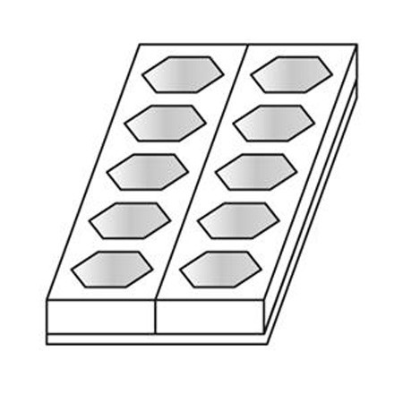 *Exagonális formák Ø 6,5 x H 4 cm - 10 darabos készlet, tálca 40 x 17 cm-es.