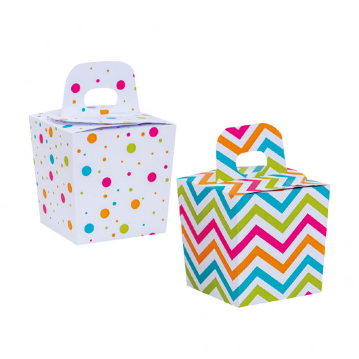 Fancy Party Boxes, waterproof cardboard, 6 x 6 x H 10.5 cm, 6 pcs