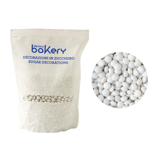 Fehér csokoládé lapított gyöngyök Ø 10 mm, 1 kg