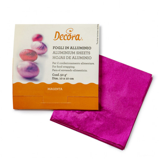 Foite Ambalare, Aluminiu Fucsia 10 x 10 cm, 150 Buc