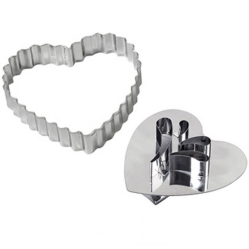 Inima Festonat - Decupator Inox cu Centru produs, Ø 13 x H 3.5 cm