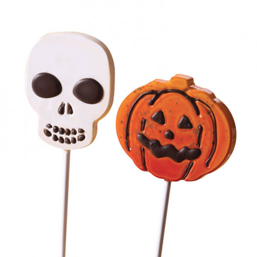 LolliPops Модел Хелоуин, пластмасова форма с 4 кухини Ø 7 x H 0,9 cm, комплект от 2 части