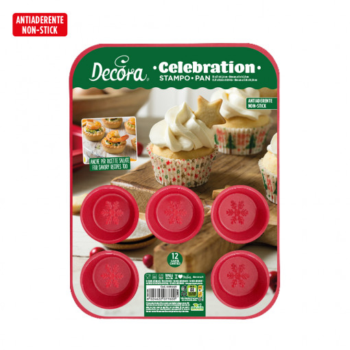 Muffin tálca - 12 üreg Ø 8 x H 2,9 cm, tapadásmentes fém, Ø 8 x H 2,9 cm, tapadásmentes fém
