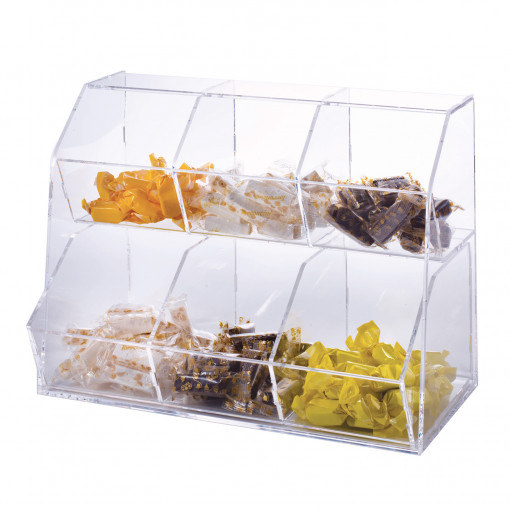 Multipurpose Dispenser with 6 Compartments, Transparent Plexiglas, 45 x 25 x H 33.5 cm