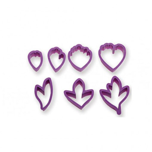 Pe Peony Petals and Leaves - Plastic Cutters Ø 3.5 - 10.5 cm, Set 7 pcs