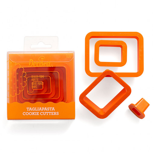 Plastic Rectangle Cutters, R 1.5 - 7.5 x H 2.2 cm, Set 4 pcs