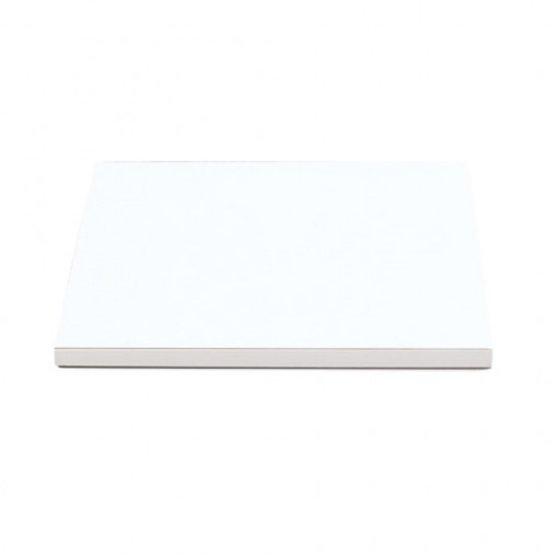 Platou Tort Patrat Alb Satinat, 20 x 20 x H 1.2 cm