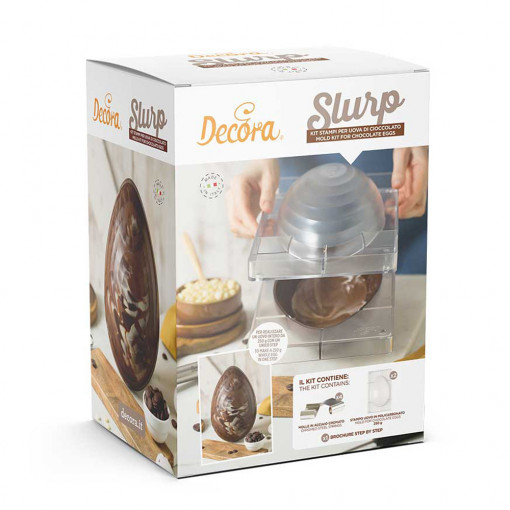 Polikarbonát csokoládétojás forma Slurp, 1 üreg, 20,5 x 13,5 x H 7,5 cm, 2 darabos készlet