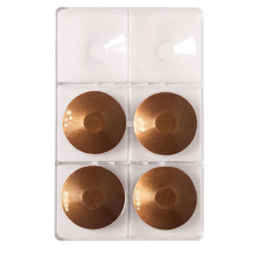 Polikarbonát forma Csokoládé csokoládé szelet Ø 7.5 x H 1.5 cm, 6 üreg, 27.5x17.5xH2.2cm
