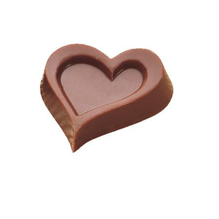 Polycarbonate mould with 15 Chocolate Praline Hearts, 4 x 4,2 x H 1,5 cm, 9 gr