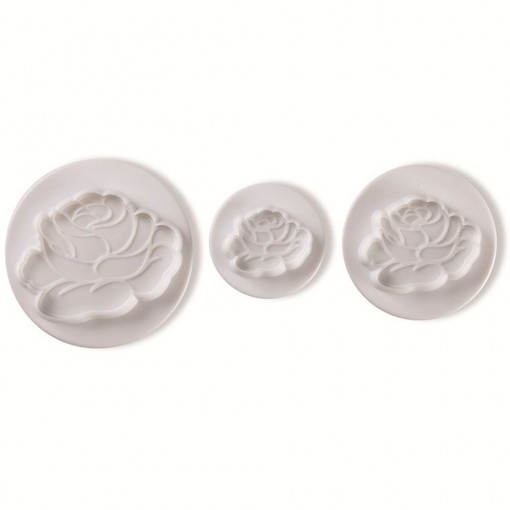 Roses - Plastic Cutters with Extractor Ø 3.5 - 7 cm, Set of 3 Pieces