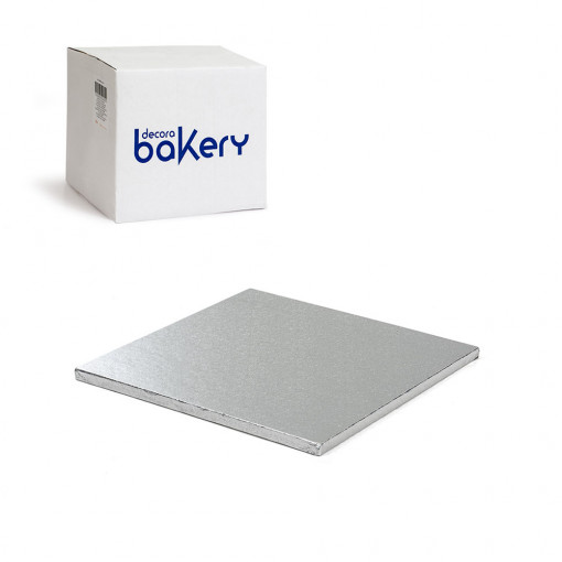 Set of 10 Silver Square Cake Plates, 30 x 30 x H 1.2 cm