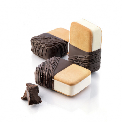 Silicon Ice Cream Sandwich Sandwich Mini Biscuit Double, 2 silicone moulds x 8 cav. 7.05 x 4.85 x H 2.05 cm, (BISC04M)