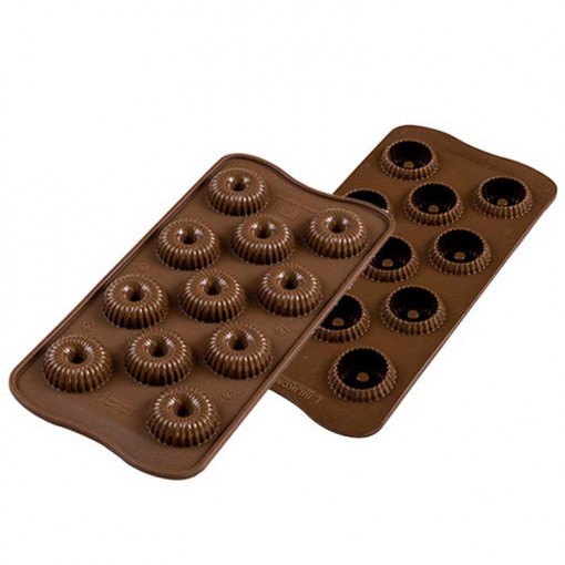 Silicon Praline mould Silikomart 3D Crown Ø 3 x H 1.5 cm, 9 ml, 11 cavities (SCG49)