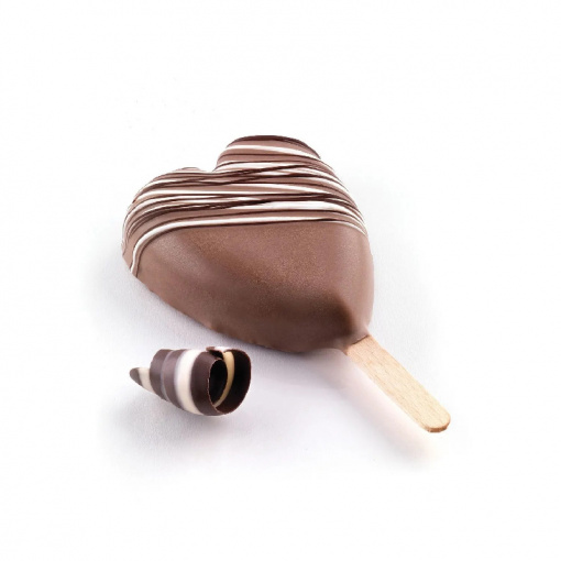 Silicone Mini Heart-IC Ice Cream mould, 2 moulds x 6 cav. 5.5 x 6.8 x H 1.8 cm, 45 ml, 50 sticks