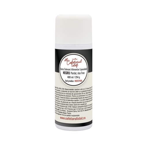 SPRAY Negru Perlat, Colorant Alimentar Liposolubil 400 ml, Azo Free